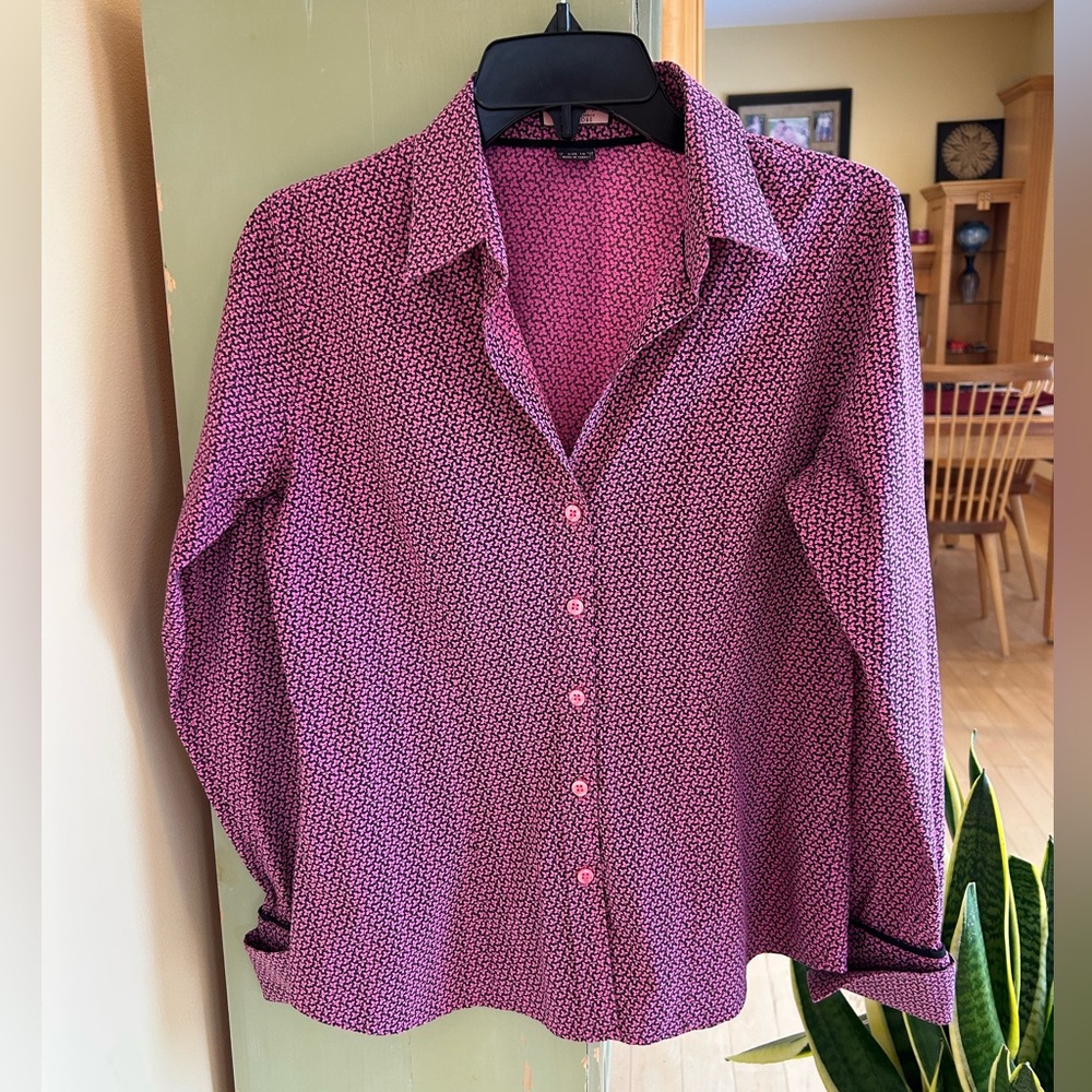 Thomas Pink Women’s Fitted Dress Shirt w/ French Cuffs Pink & Black Size US 6
